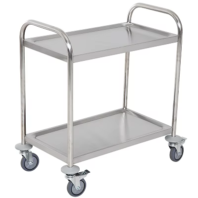 Stainless Steel Two Tier Mobile Storage Shelf With Wheels For Home Storage 3d model