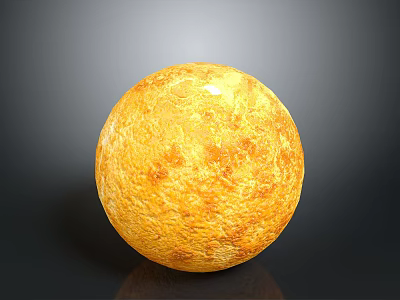 Yellow Textured Sphere With Rough Surface And Shiny Reflection Effect 3d model