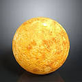 Yellow Textured Sphere With Rough Surface And Shiny Reflection Effect