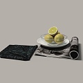 Green Orange Fruit Plate Magazine Cloth Towel 3d model