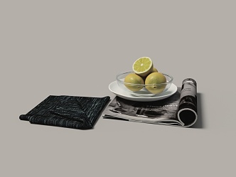 Green Orange Fruit Plate Magazine Cloth Towel 3d model