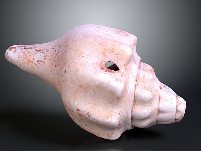 Pinkish Speckled Stone Conch Shell Sculpture With Textured Surface Carved Details And Central Hole 3d model