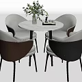 Modern Round White Marble Table with Gray and Beige Upholstered Chairs Set 3d model