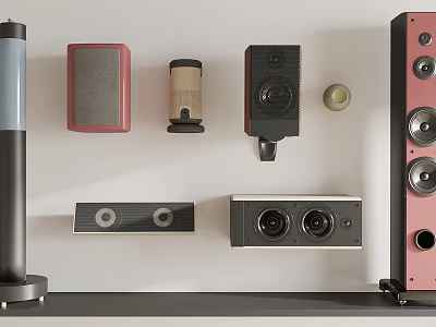 Diverse Home Audio Speakers Collection With Various Designs Colors And Styles 3d model