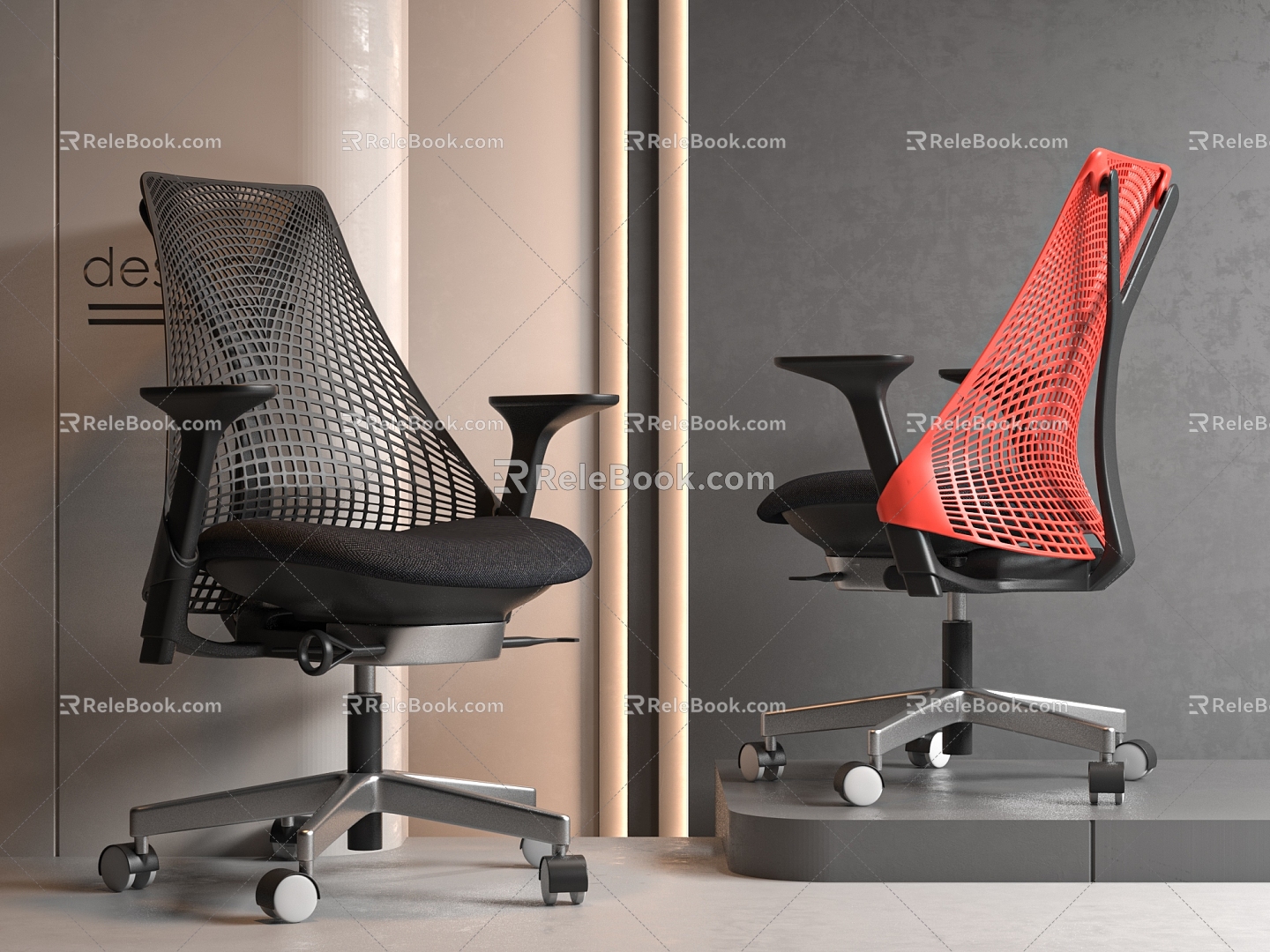 Office chair E-sports chair with pulley 3d model