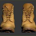Stylish Yellow Work Boots With Laces And Orange Rubber Sole 3d model