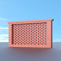 Red Brick Perforated Wall Structure With Gray Top Edge Design 3d model