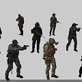 Men In Tactical Military Uniforms Holding Weapons In Various Action Poses