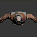 Bald Muscular Man 3D Model With Red Gloves Gray Pants And Utility Belt