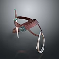 Practical Leather Daily Life Item With Brown Strap Metal Decoration Small Sword And White Rope
