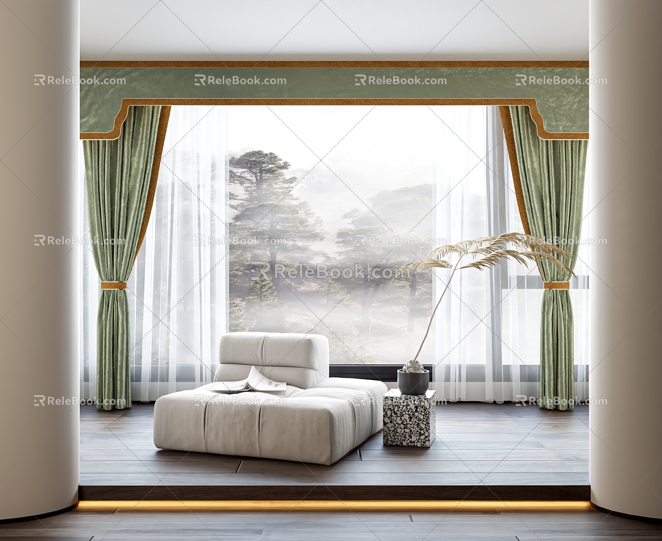 New Chinese style curtain 3d model