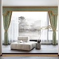 New Chinese style curtain 3d model