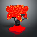 Red Butterfly Shaped Playground Equipment With Spring Base And Decorative Patterns