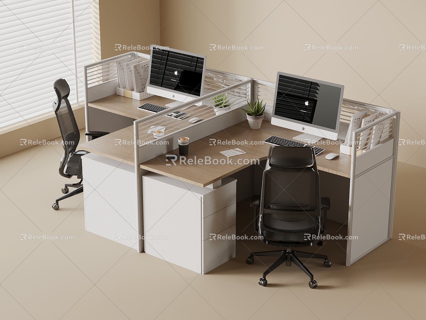 18 Desk Modern Company Desk Station 3d model