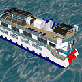 Cruise Ship Sailing On Blue Sea With Multi Decks 3d model