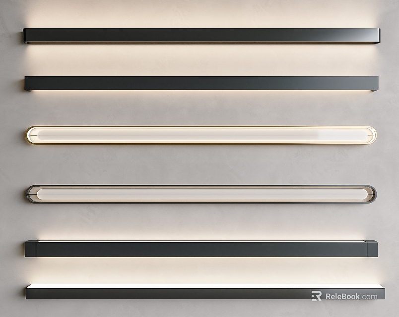 Modern Sleek Strip Wall Lights With Black And White Designs For Home Decoration 3d model 