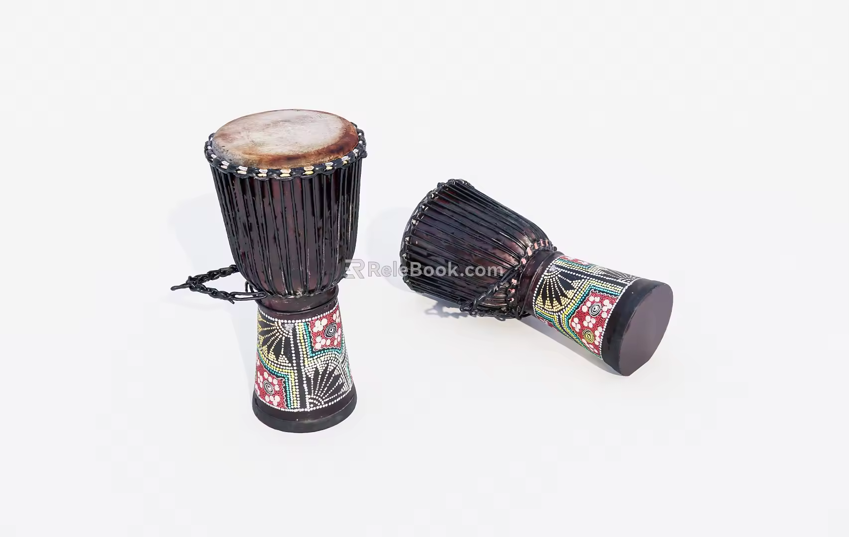 Musical Instruments Old Handmade Drums 3d model