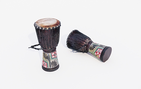 Musical Instruments Old Handmade Drums 3d model