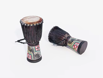 Musical Instruments Old Handmade Drums 3d model