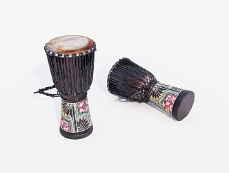 Musical Instruments Old Handmade Drums 3d model