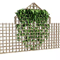 Bamboo Lattice Fence Covered With Green Ivy For Garden Decoration