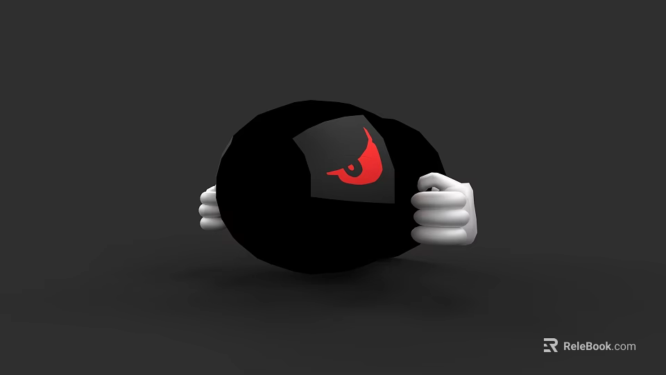 Game Movie Character With White Hands Holding Black Sphere Featuring Red Devil Eye Symbol 3d model 