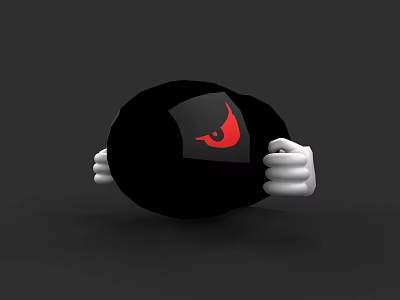 Game Movie Character With White Hands Holding Black Sphere Featuring Red Devil Eye Symbol 3d model