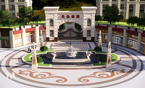 European Gate Community Entrance 3d model