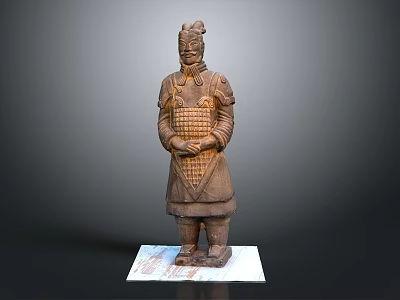 Ancient Chinese Terracotta Warrior Sculpture With Detailed Armor And Standing Posture 3d model