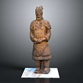 Ancient Chinese Terracotta Warrior Sculpture With Detailed Armor And Standing Posture