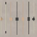 Modern Linear Wall Lamps In Black Gold And Copper Colors Mounted On Light Beige Wall