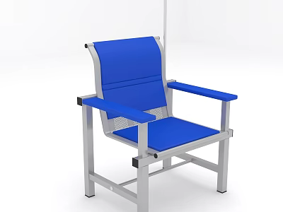 Blue Upholstered Armchair With Silver Metal Frame Comfortable Seat And Backrest 3d model