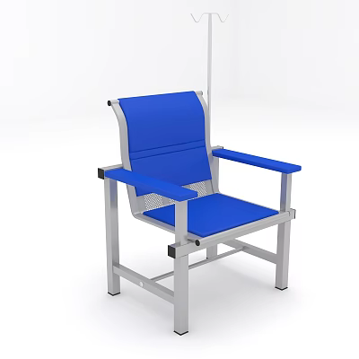 Blue Upholstered Armchair With Silver Metal Frame Comfortable Seat And Backrest 3d model