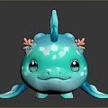 Cute Blue Cartoon Fish Toy With Big Eyes And Pink Decorations