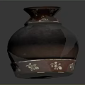 Vintage Home Decor Furniture Brown Ceramic Vase With Gold Floral Patterns