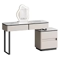 Modern Dressing Table With Lighted Mirror Marble Countertop Drawers And Matching Stool 3d model