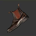 Brown Leather Chelsea Boots With Red Elastic Side Panel For Daily Wear