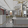 Luxurious Modern Jewelry Store Interior Design With Gold Display Cases And Lighting