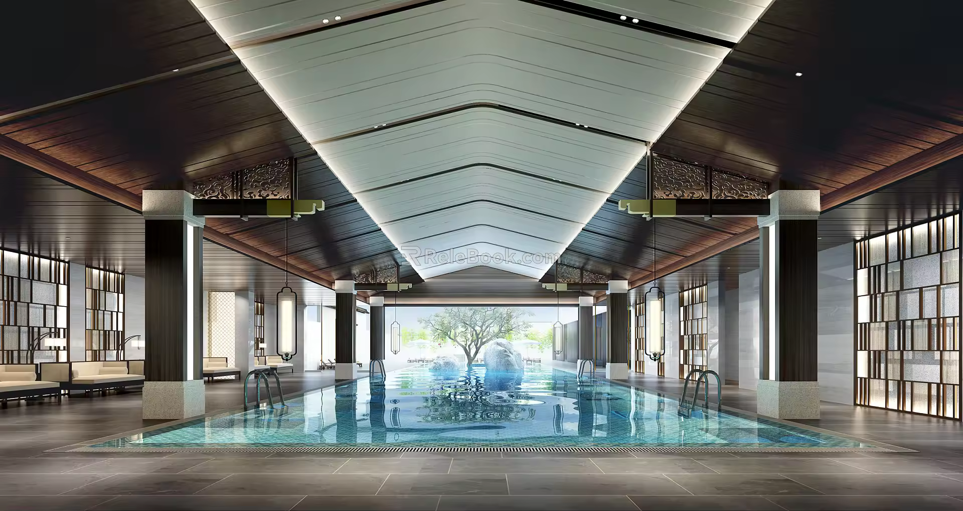 Modern Swimming Pool Simple Atmosphere Swimming Pool 3d model