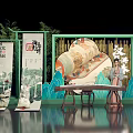 Elegant Oriental Han Culture Photo Check In Spot With Hanfu Guzheng Landscape Scroll And Lanterns