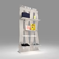 Modern Retail Display Rack With DESIGN VISA Logo Black Bag Shoes And Yellow Sign