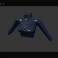 Gray Turtleneck Crop Top With Long Sleeves Shiny Fitted Apparel Design