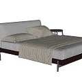 Modern Double Bed With Upholstered Headboard Nightstands And Soft Pillows 3d model