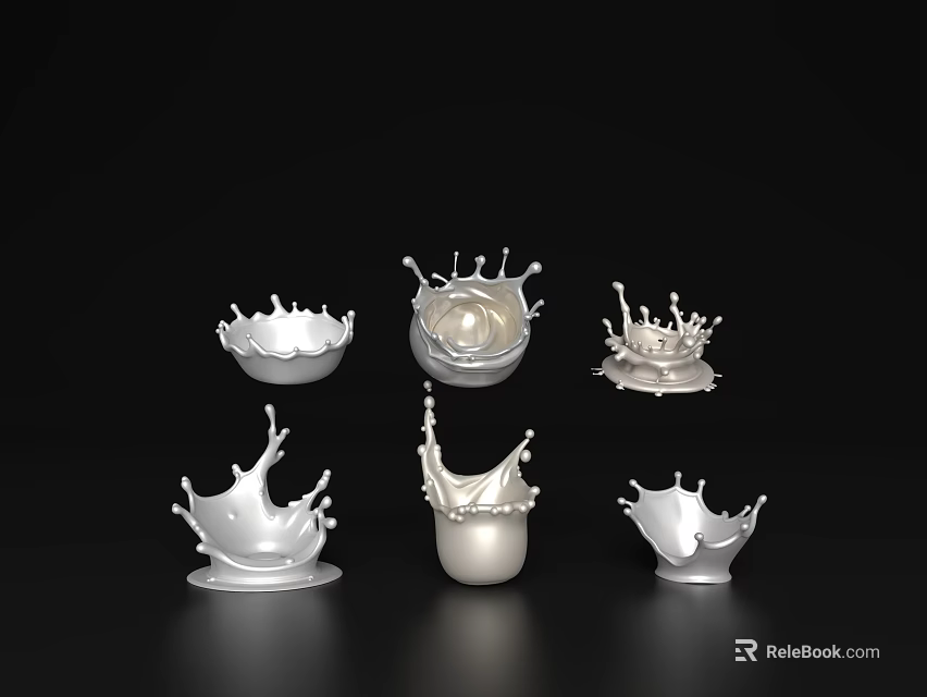Silver Liquid Splash Inspired Ornament Set For Modern Home Decor 3d model 
