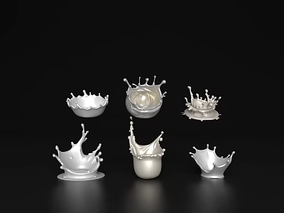 Silver Liquid Splash Inspired Ornament Set For Modern Home Decor 3d model