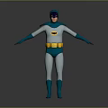 Blue Gray Batman Costume 3D Model with Yellow Belt Blue Gloves and Boots