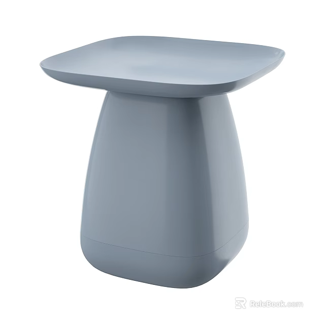 Modern Light Gray Coffee Table With Square Top And Cylindrical Base Design 3d model
