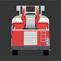 Red and white detailed fire truck model with extended ladder and shiny wheels