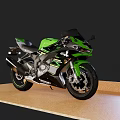 Kawasaki Green And Black Sport Motorcycle With Streamlined Body And Alloy Wheels
