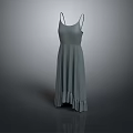 Gray Sleeveless Long Dress With Flowy Ruffled Hem Design 3d model